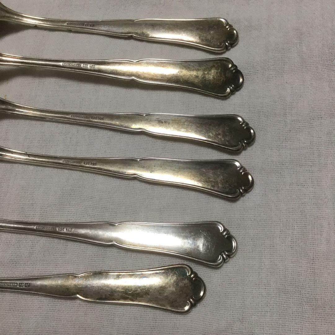 スプーン フォーク、アンティーク6本、ブルックマン、銀メッキ