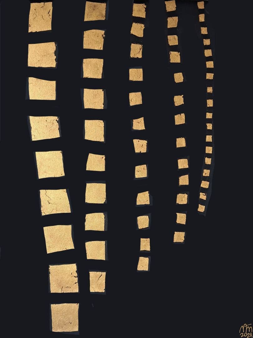 絵画 Golden Curtain (By Artist Nann Nann)