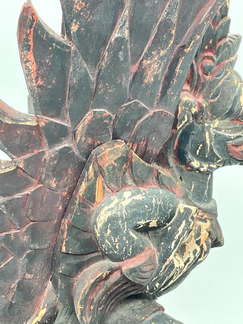 時代物】 ガルーダ象 木彫り インドネシア 全長：約61cm オブジェ