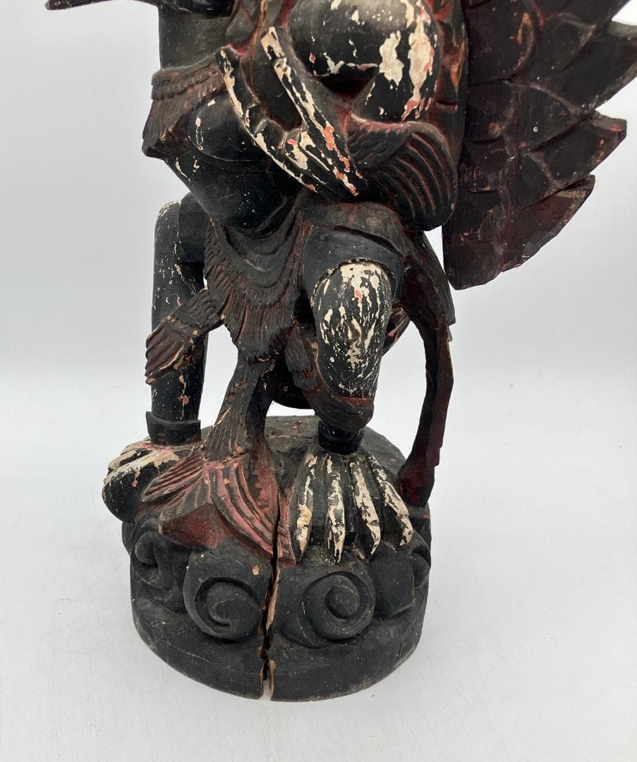 時代物】 ガルーダ象 木彫り インドネシア 全長：約61cm オブジェ