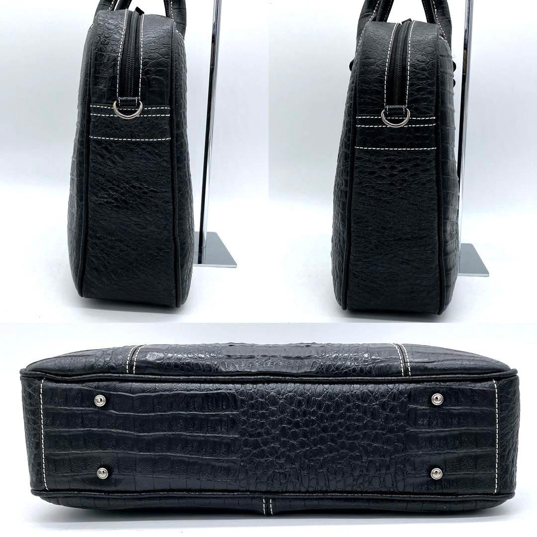 美品【クロコダイル本革】2wayバッグ　ビジネスバッグ　バイカラー
