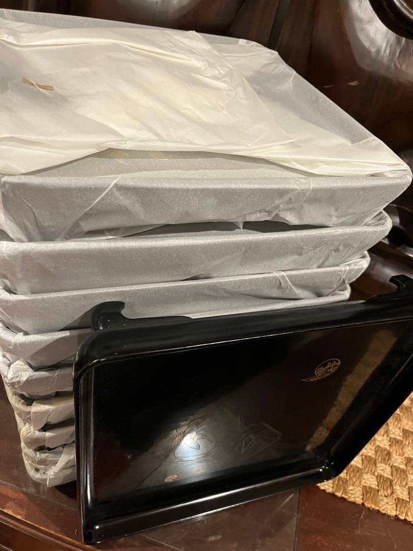 輪島塗り　漆器 盆 お膳　黒 10枚セット