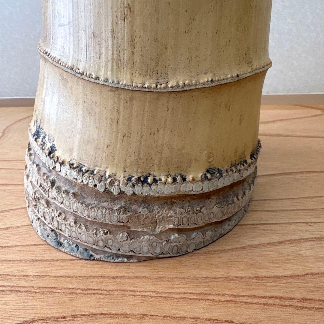 67 お正月セール 根付き ミニサイズ 二重切 生け花 竹花入れ 竹筒 華