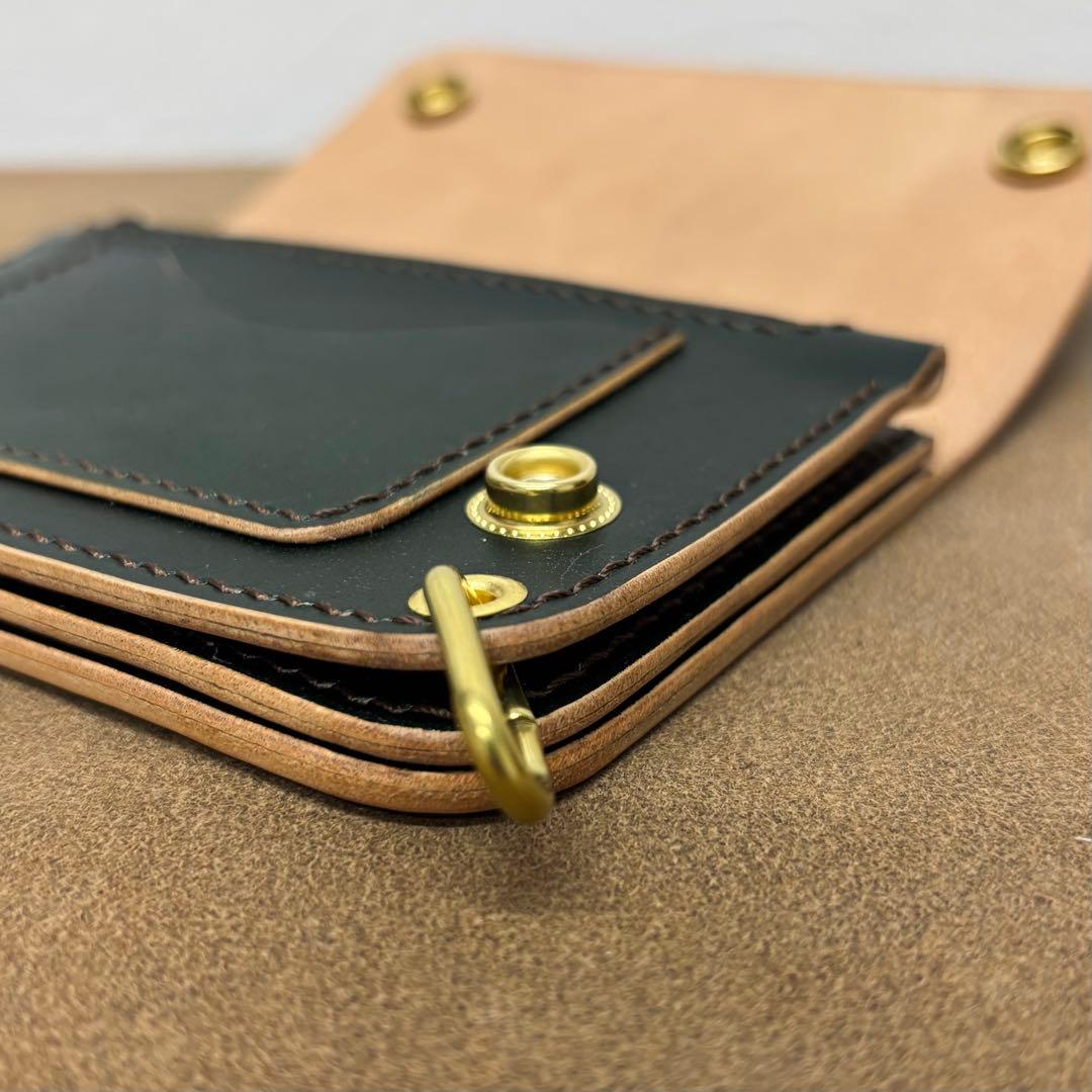 ホースハイド　トラッカーウォレット　ミドル　緑　3層　alps