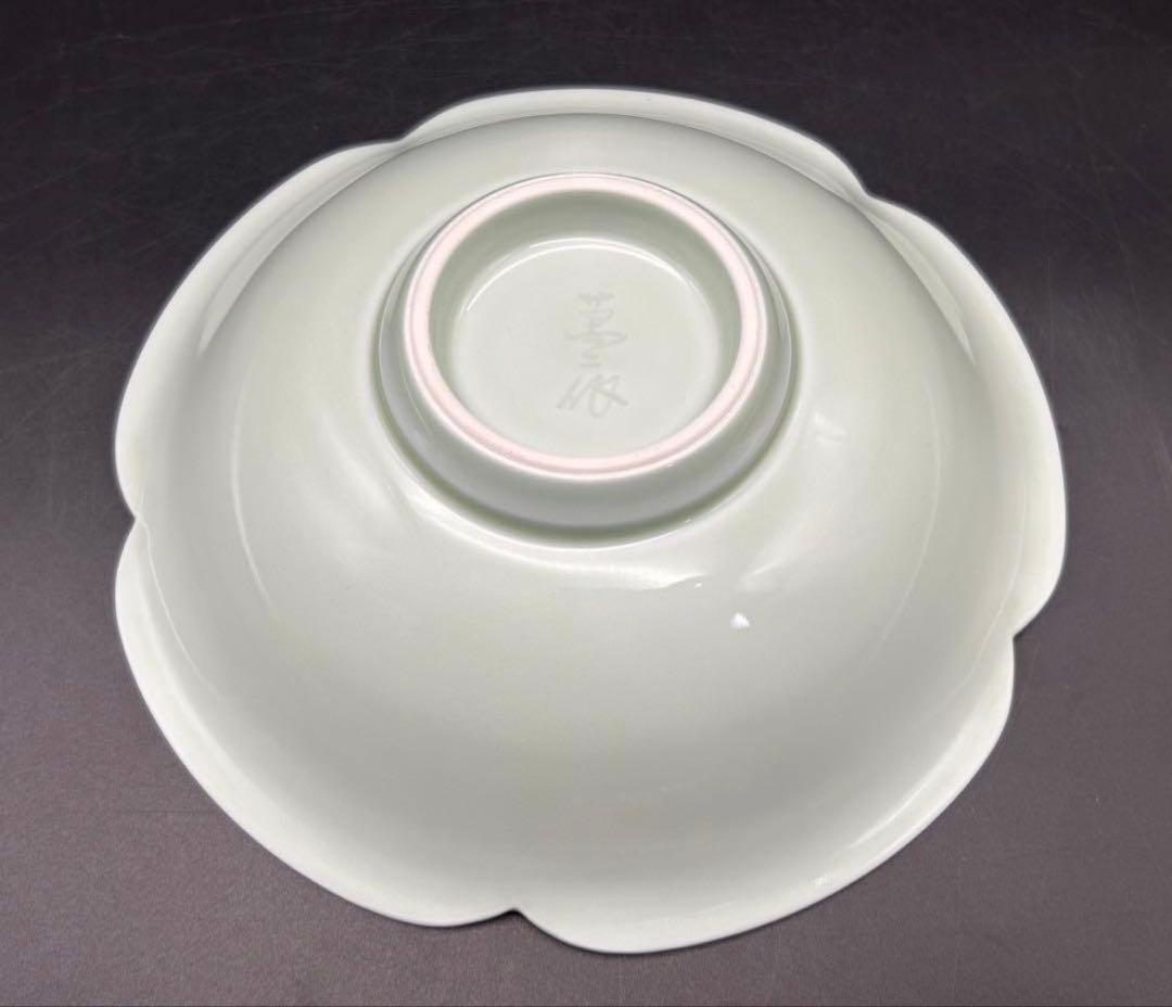 希少品】有田焼 人間国宝 井上萬二 作 青白磁公孫樹文 皿 本人作