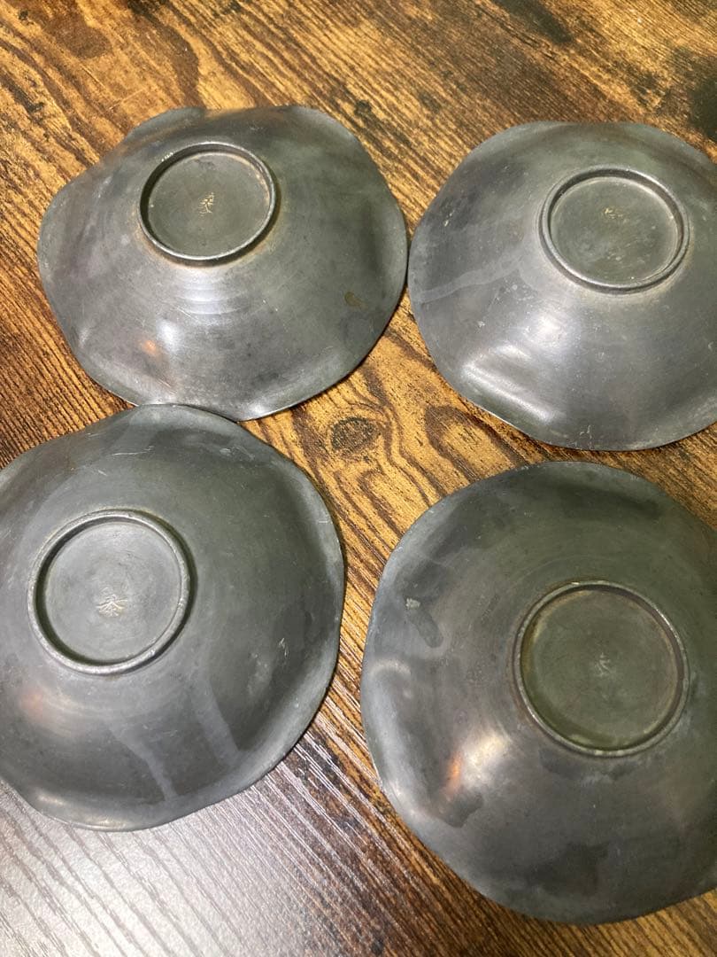 し*ん様 清 乾隆年間 錫制茶托 尚天泰款 中国 古