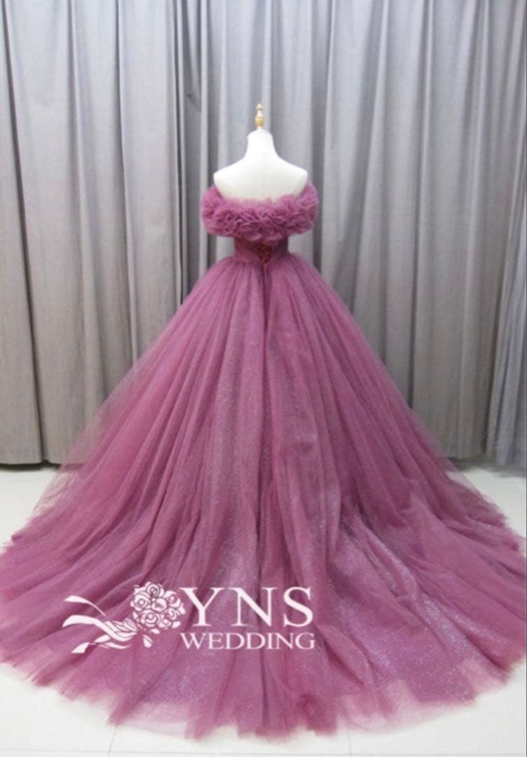 美品yns wedding ピンク カラードレス パニエ付 ハツコエンドウ　好み