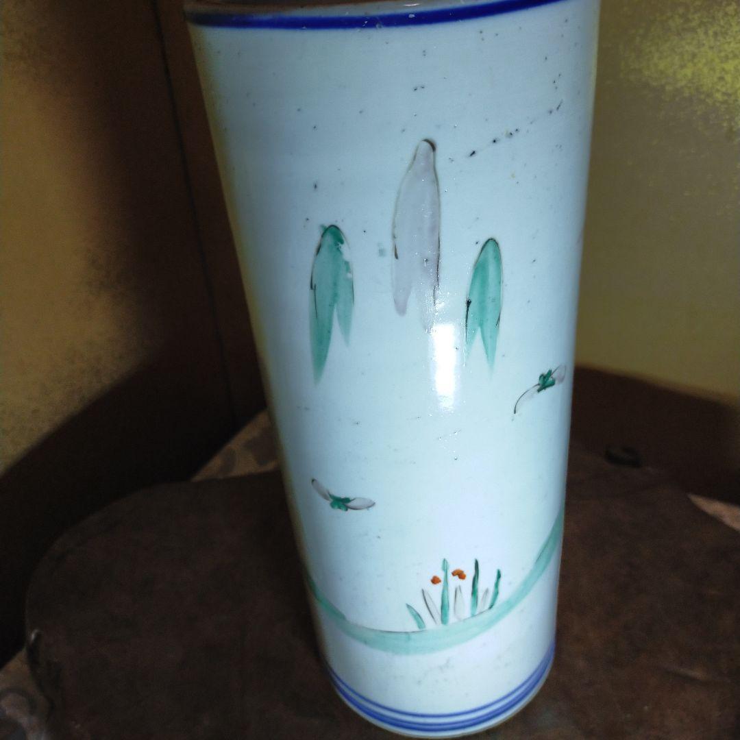 2212骨董 江戸後期から明治初期 色絵寸胴陶器