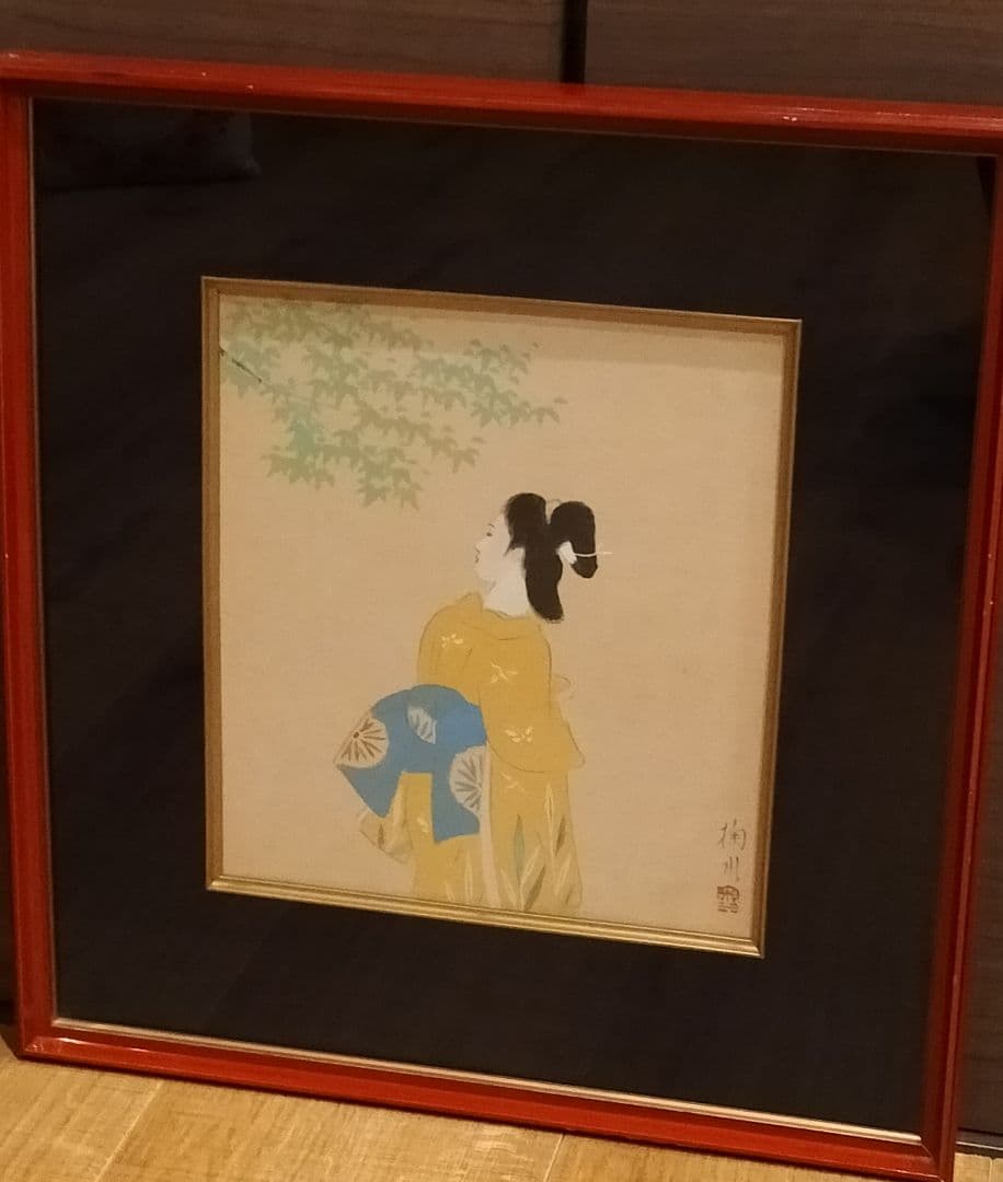 門井掬水　烏合会　清方　肉筆美人画　真作　和モダン