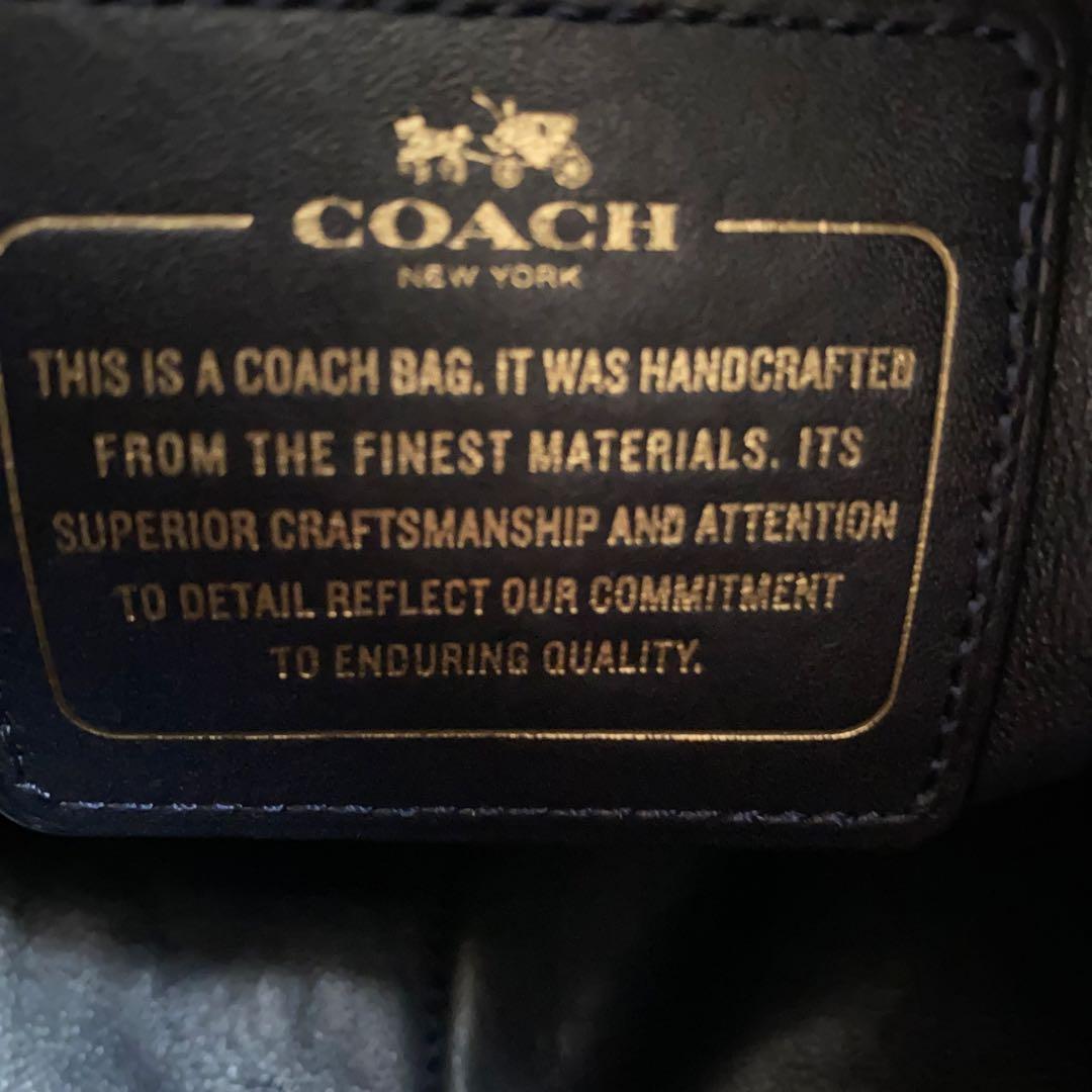 COACH コーチ ネイビー レザーショルダーバッグ