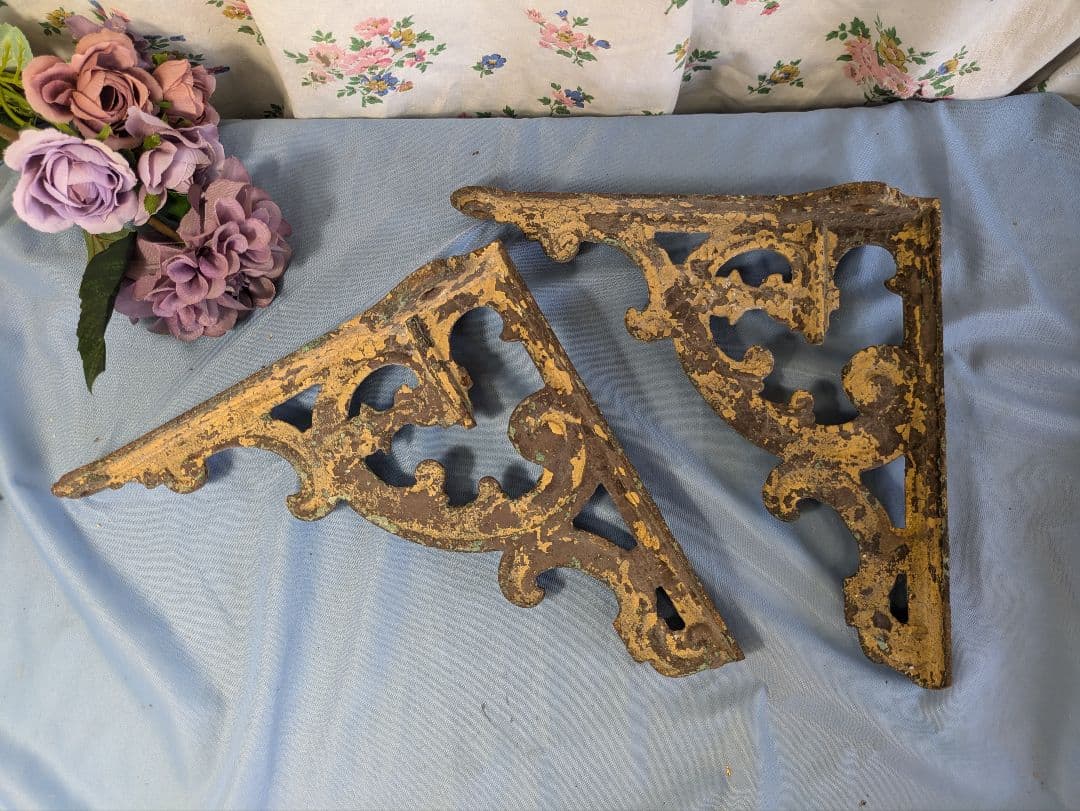 イギリス アンティーク 鉄製 棚受け ブラケット 2個セット イギリス アンティーク 鉄製 棚受け ブラケット 2個セット イギリス