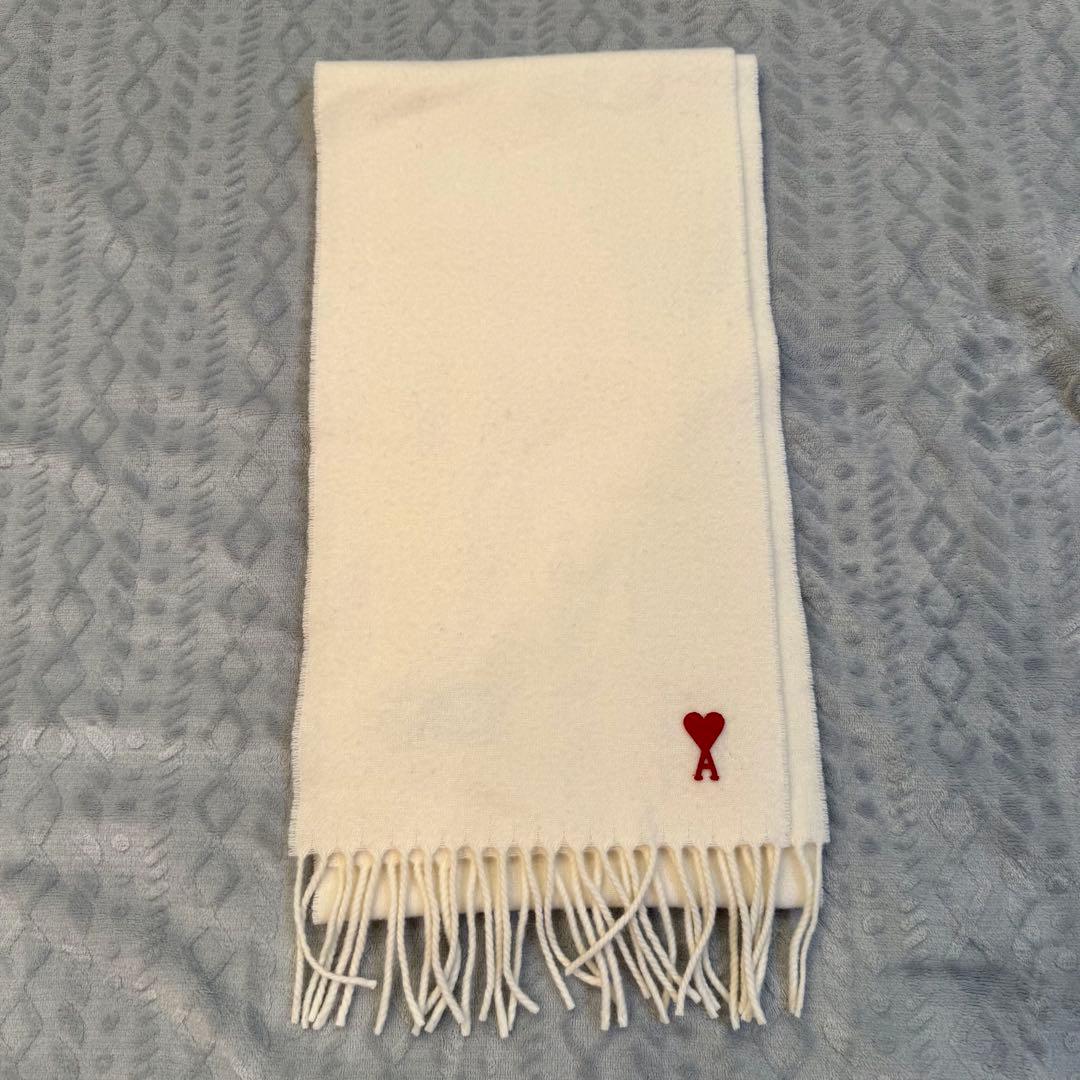 AMI PARIS アミパリス マフラー ウール ホワイト 白 ハート Aロゴ