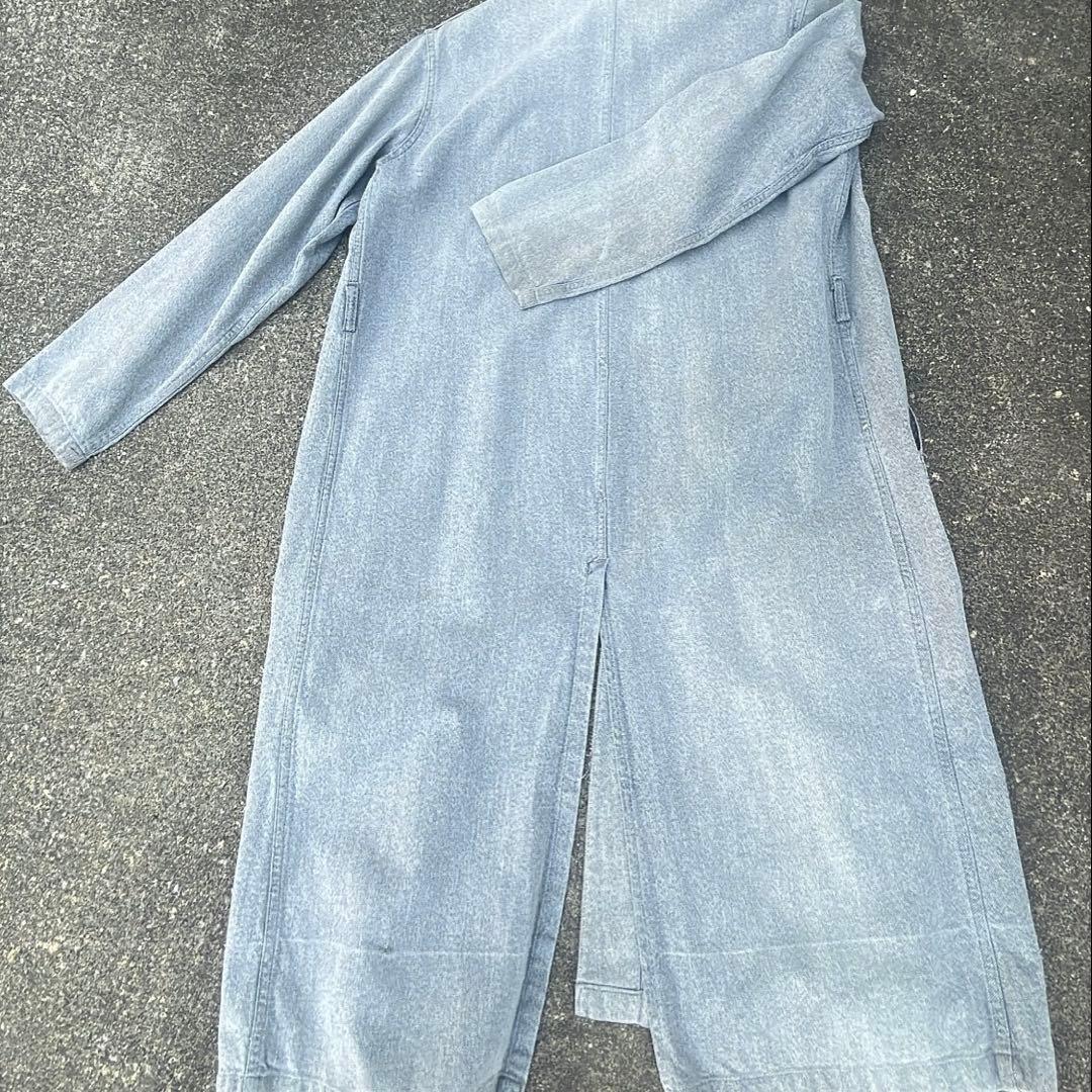 40s Adolphe Lafont 男女タグブラックシャンブレーアトリエコート