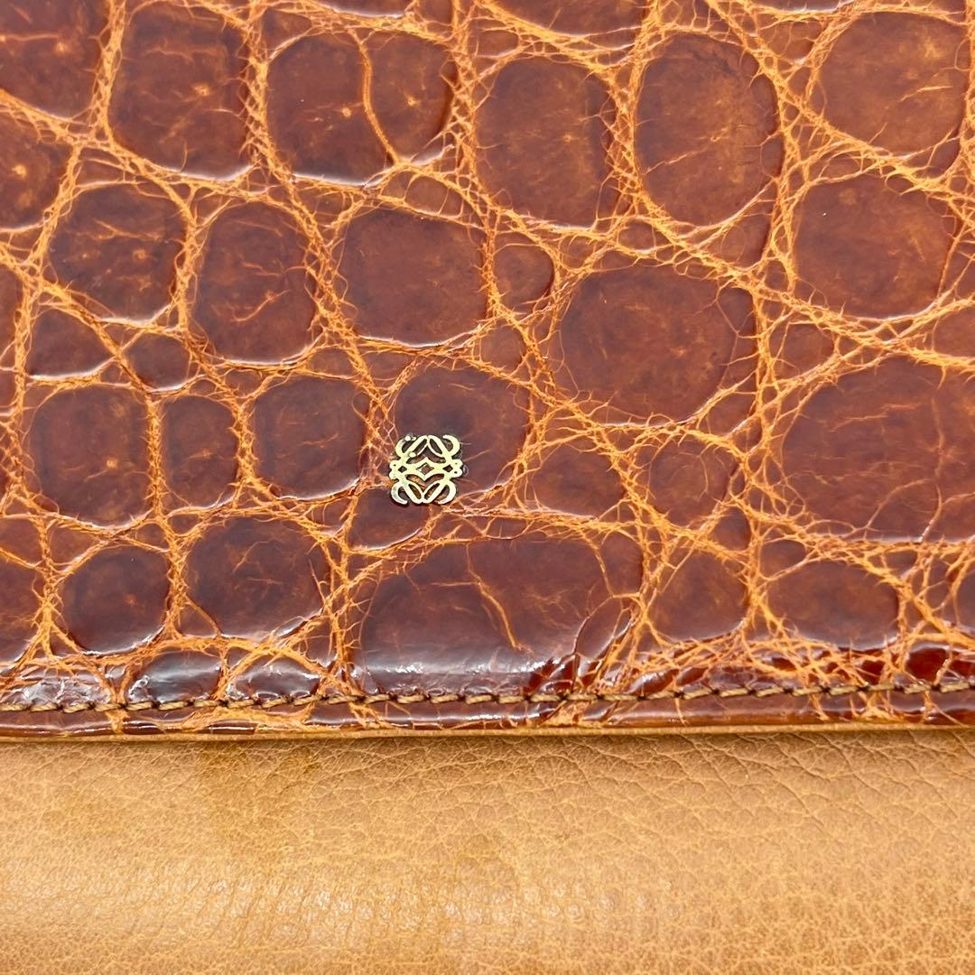 【希少品】LOEWE ショルダーバッグ 斜めがけ アナグラム シャイニングクロコ