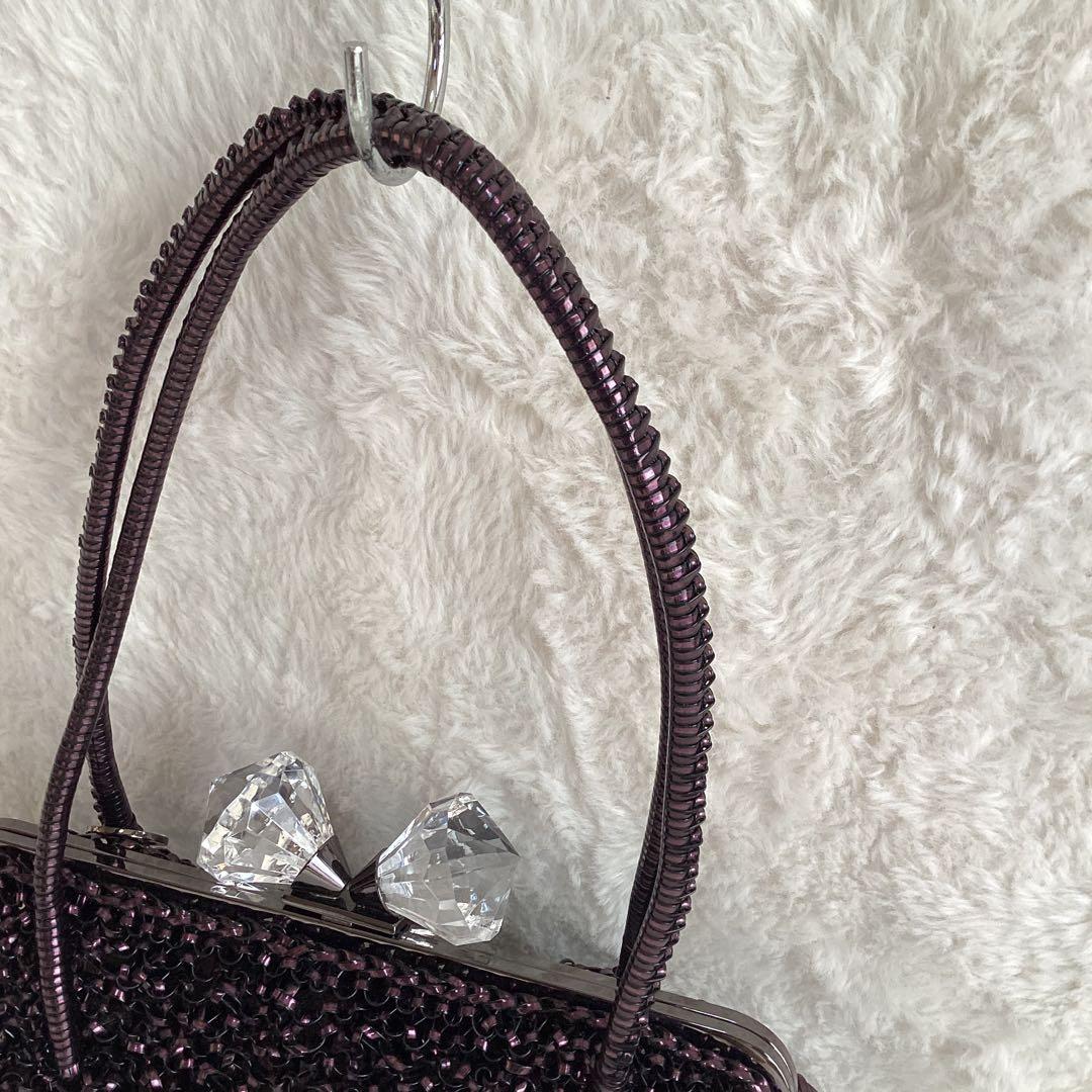 ANTEPRIMA ビーズ ハンドバッグ 　がま口　クリスタルリボン　ワイヤー