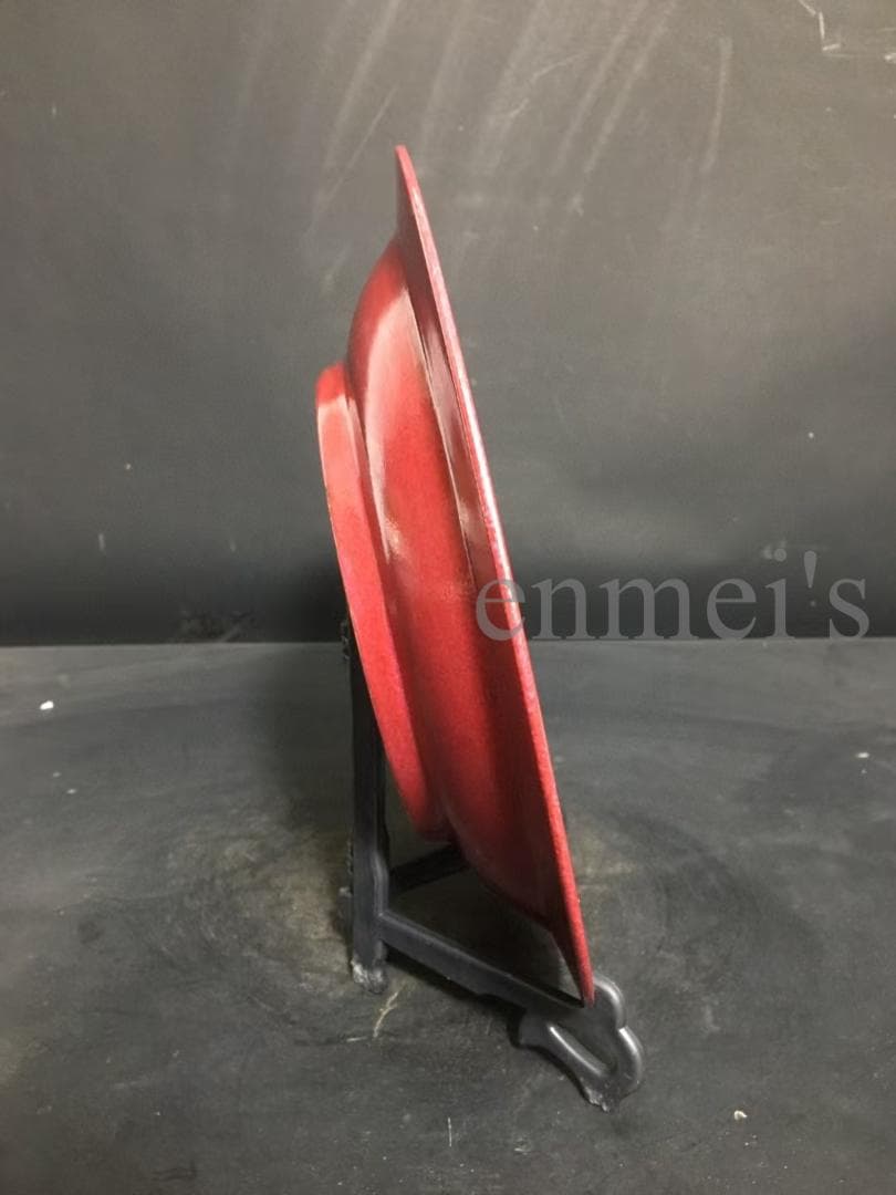 中国古美術・旧蔵 粉彩人物図飾皿・赤縁白磁陶器・観賞