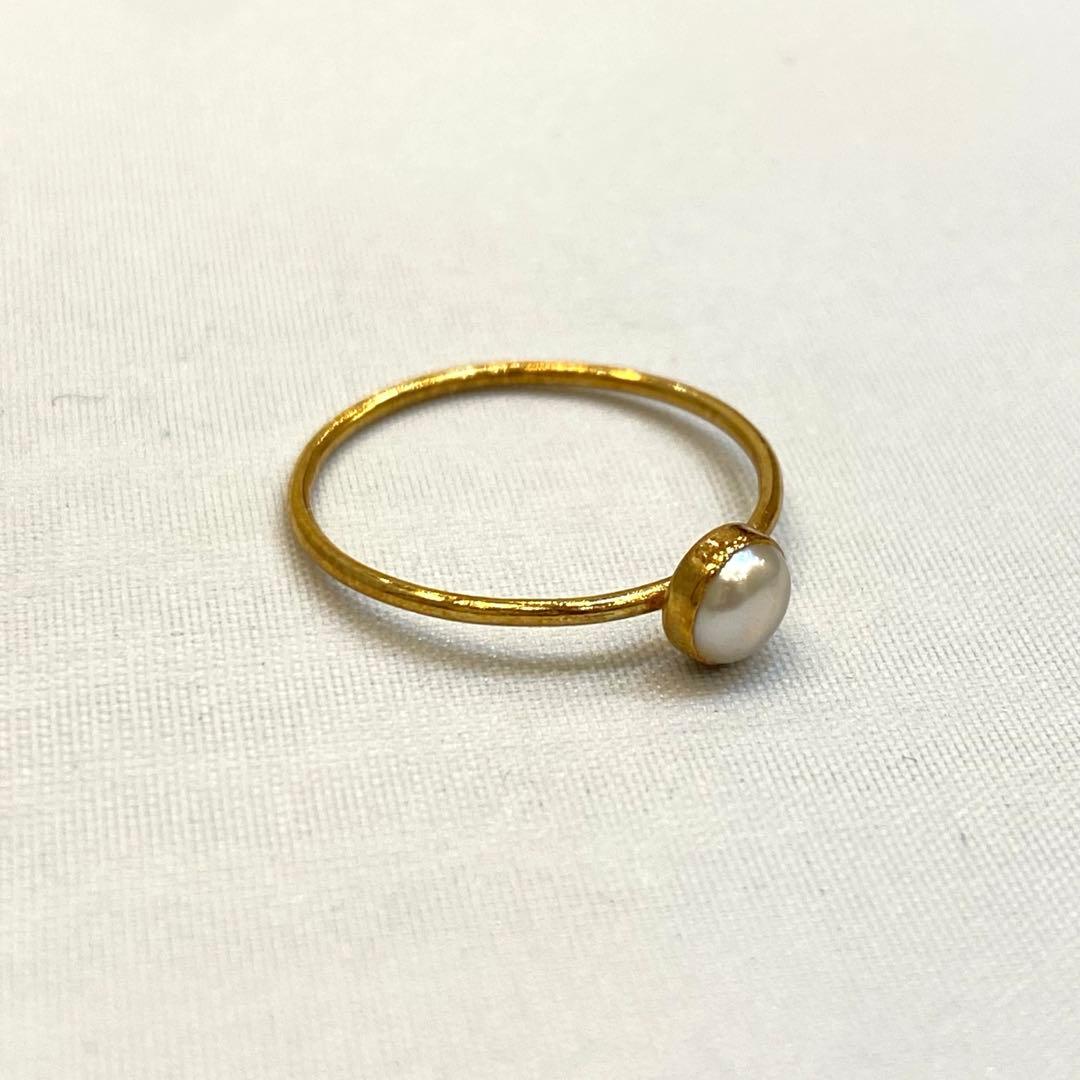 美品 K18 ジュエリーマキ 本真珠 パールリング 12号
