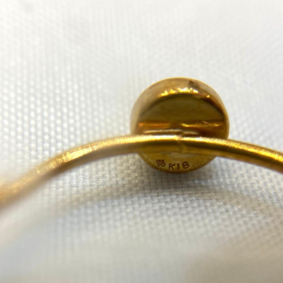 美品 K18 ジュエリーマキ 本真珠 パールリング 12号