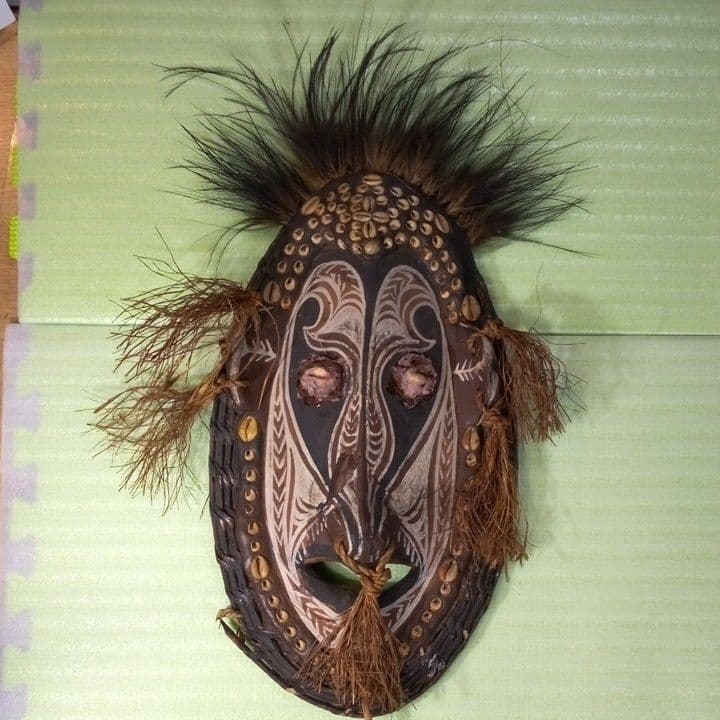パプアニューギニア お面 マスク 木製 木彫り 壁掛け