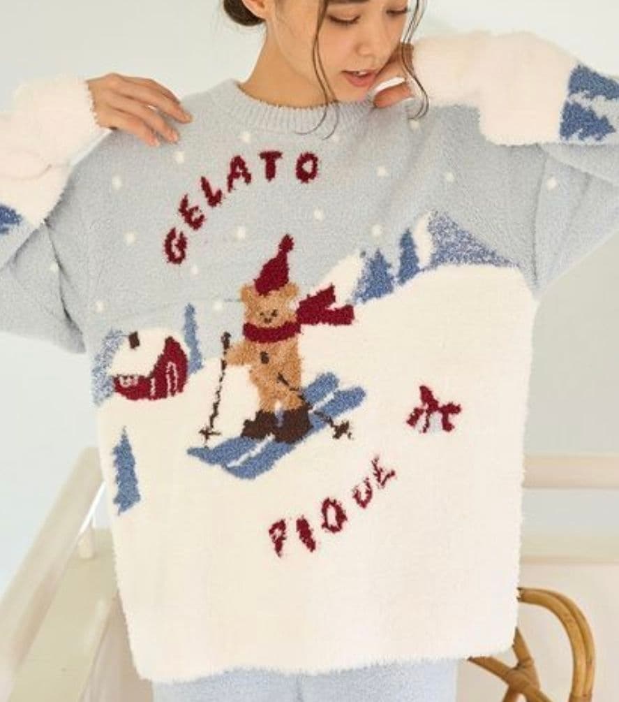 【新品タグ付き】ジェラートピケ スキーベアジャガードプルオーバー+ロングパンツ