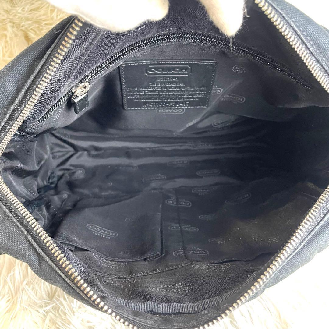 【極美品】コーチ ショルダーバッグ メッセンジャーバッグ レザー キャンバス 黒