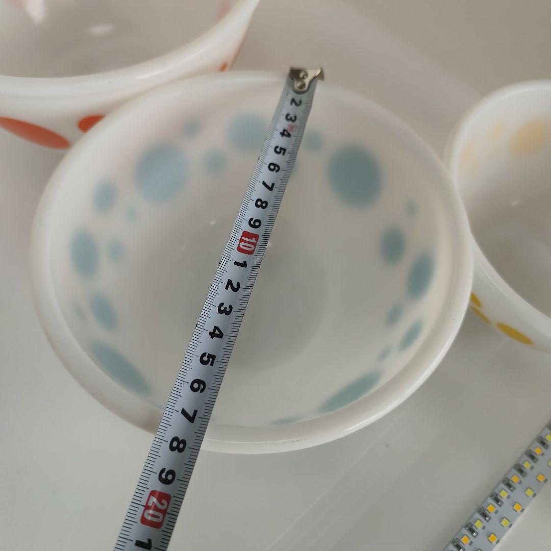 美品 Hazel Atlas ヘーゼルアトラス ポルカドット 水玉 ボウル 4個