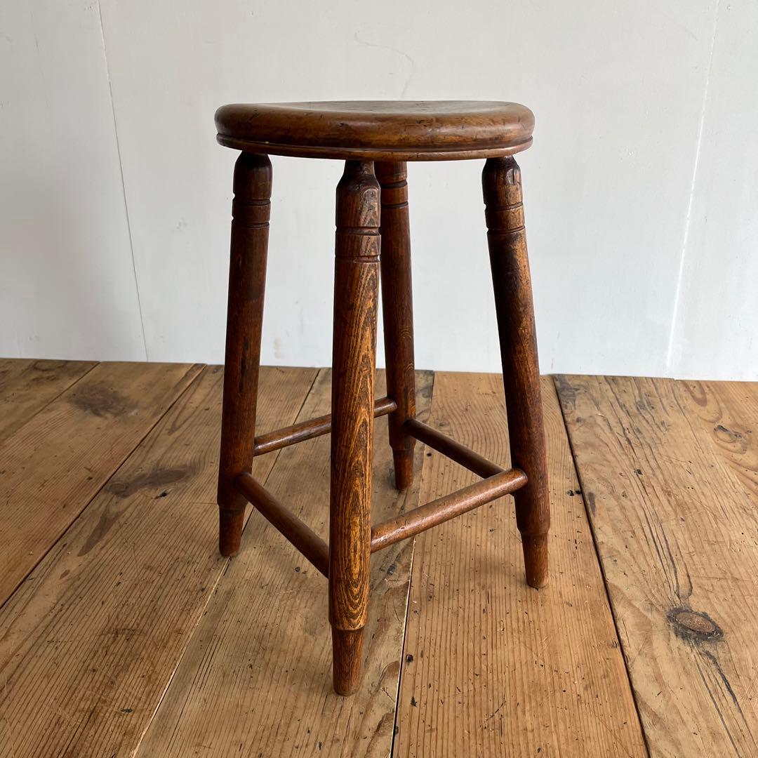 アンティーク スツール 椅子 無垢材 シャビー z858