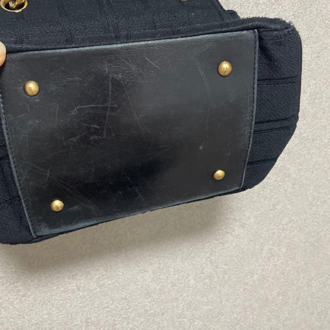 CHANEL ブラック ナイロン ショルダーバッグ　チョコバー