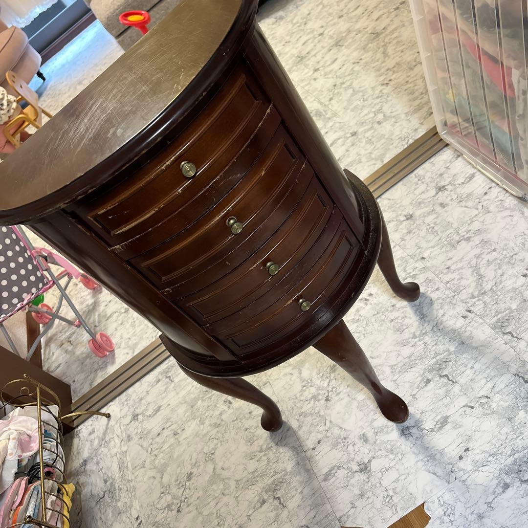 アンティーク ジュエリーチェスト 4段 猫足 3本足 天然木