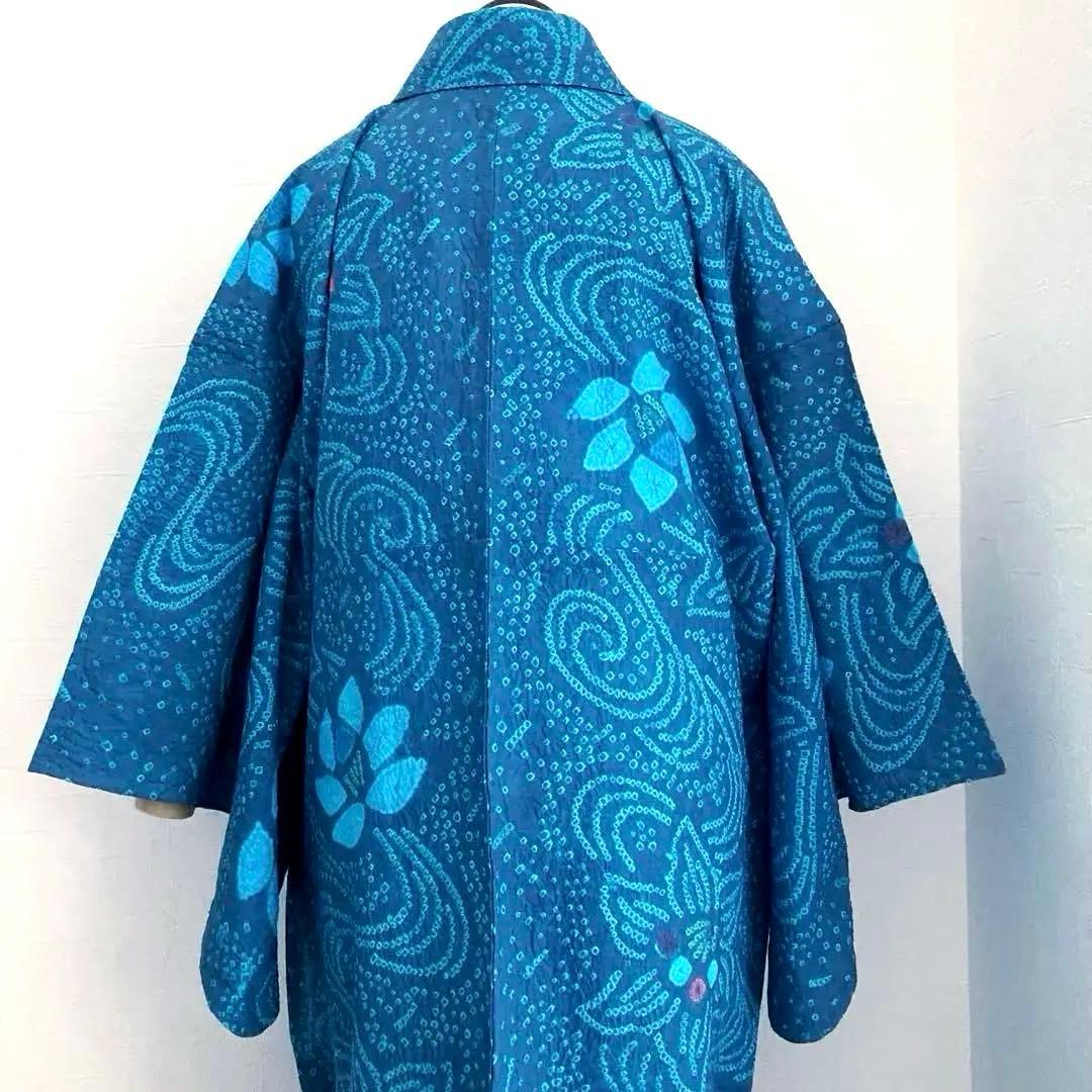 よりゆか 有松絞り・有松鳴海絞り浴衣　グレー・ターコイズNo.7-210B