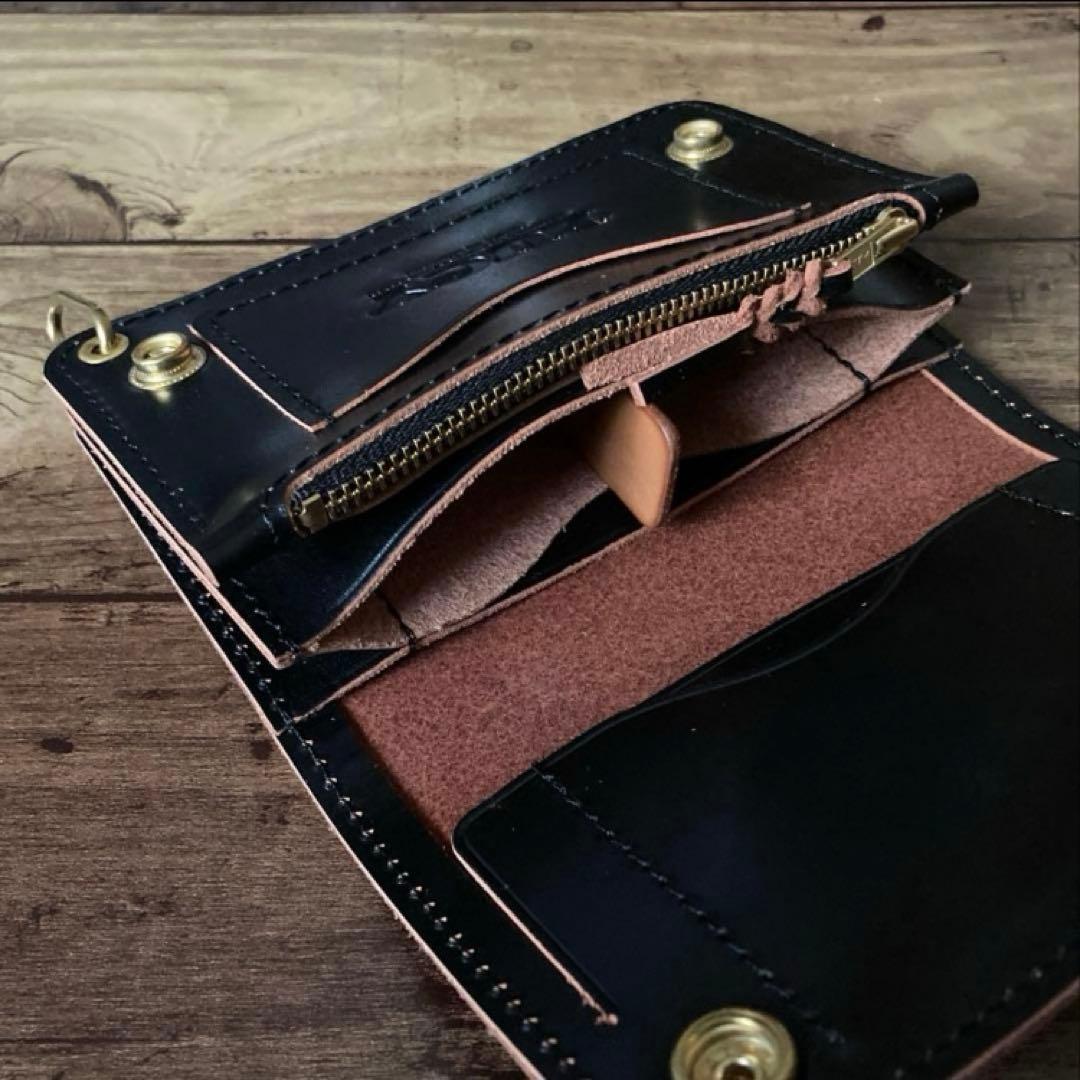 【こじ】ミドルトラッカーウォレット 茶芯ブラック【お札を折らずに収納】