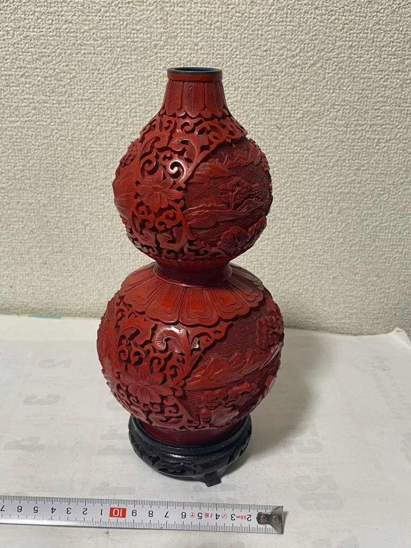 中国美術 堆朱 ひょうたん花瓶