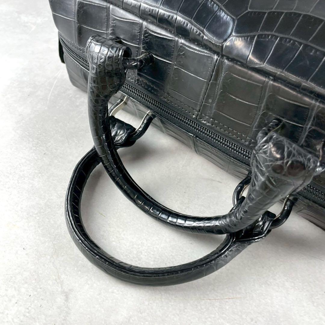 みずはらきこ様　ハンドバッグ　クロコ　型押し　トートバッグ　ブラック　レザー