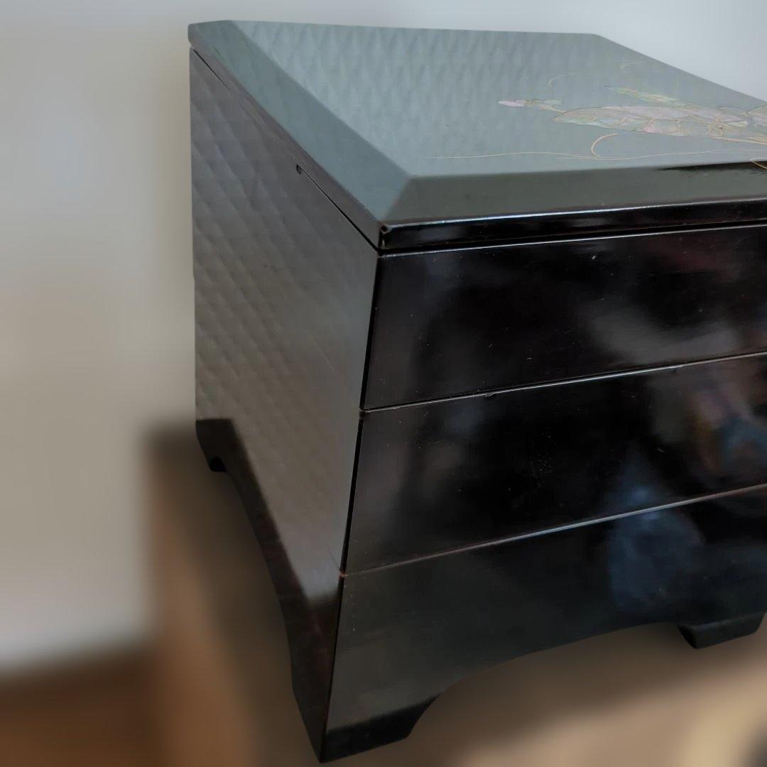 骨董 重箱 螺鈿 三段重 木製 漆器 正月 おせち 木箱