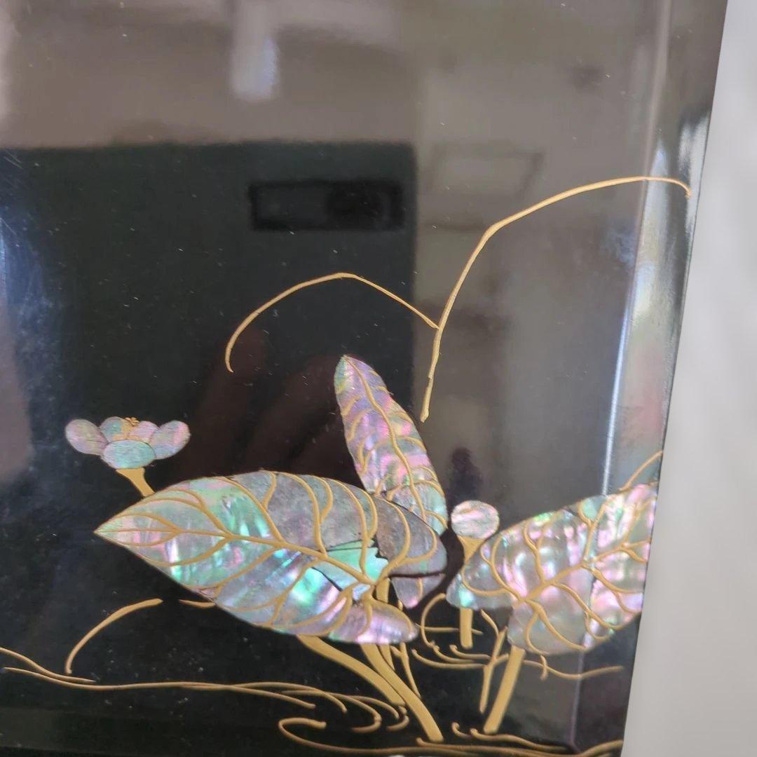 骨董　重箱　螺鈿　三段重　木製　漆器　正月　おせち　木箱