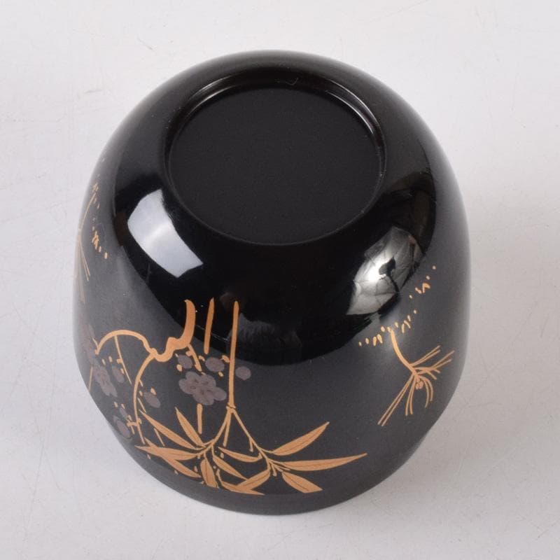 茶道具 加賀蒔絵師 中村湖舟作 松竹梅蒔絵 中棗 共箱 V 7214