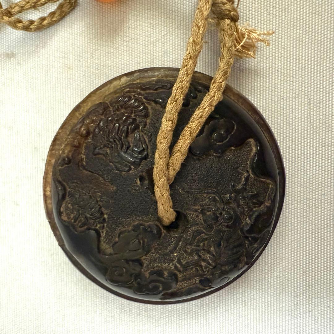 時代物 波に鶴 蒔絵印籠 根付