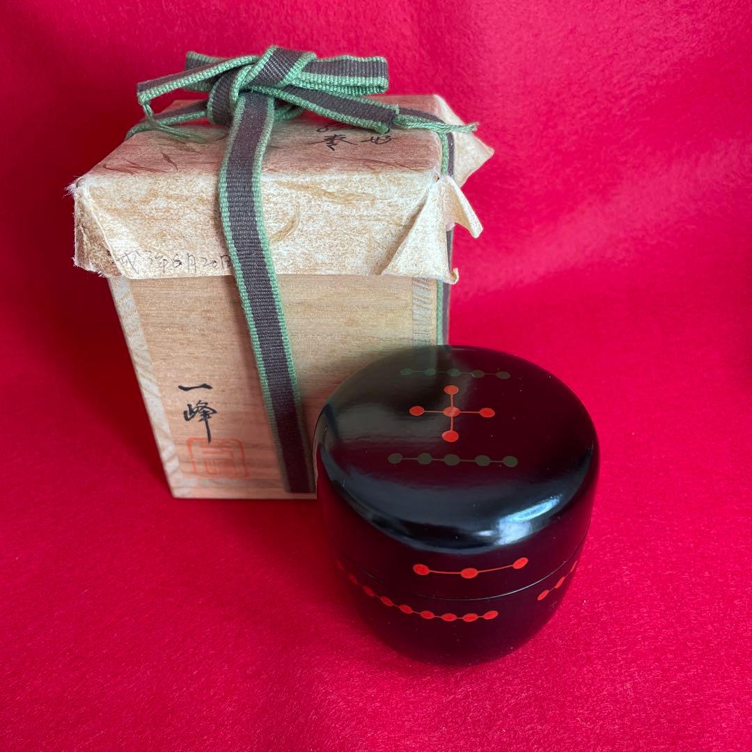 茶道具 木製棗 赤緑模様　圓能斎好　亀蔵棗　一峰作 茶道具 木製棗 赤緑模様 圓能斎好 亀蔵棗 一峰作 【公式通販】