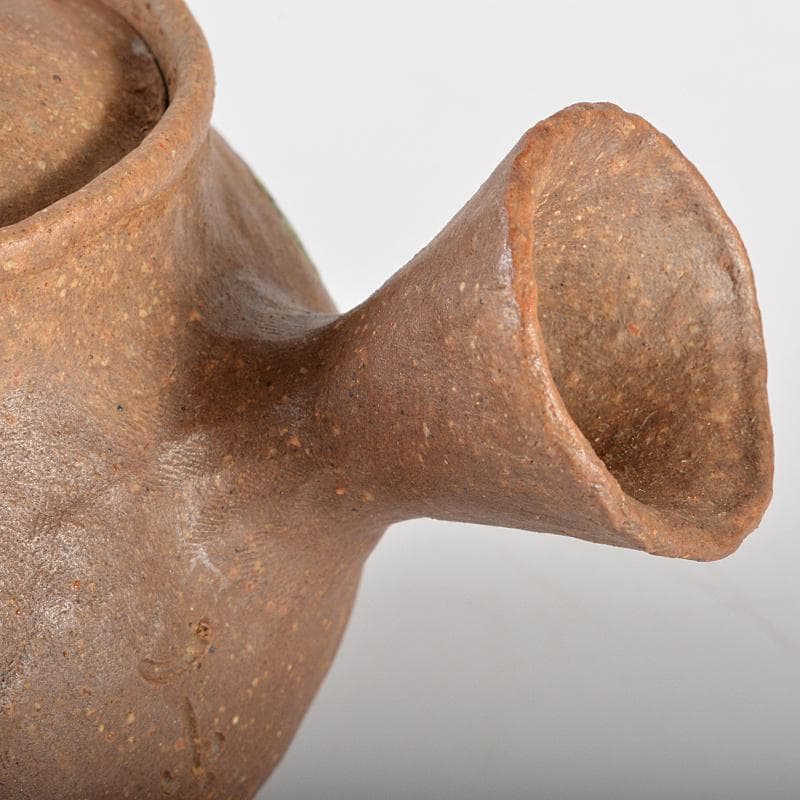 煎茶道具　萬古焼　古稀一光作　日本晴刻　手捻　横手急須　茶壷　D　R5478