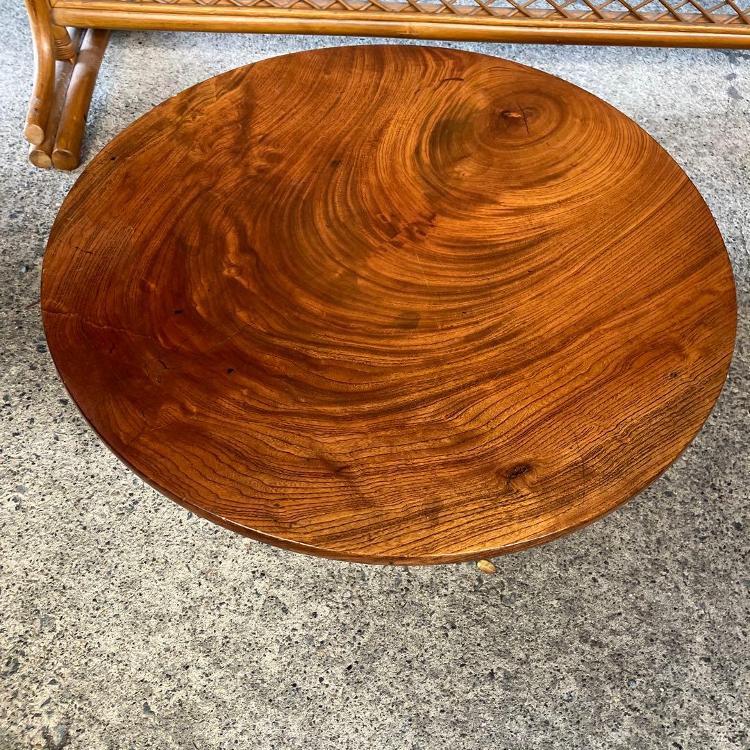 昭和レトロ 欅？ 一枚板 天然木 座卓 ちゃぶ台 古道具 古民具 花台