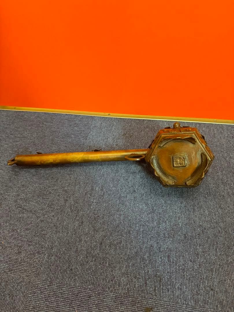 1624 中国美術 唐物 古玩 唐銅 瓢箪から駒図大矢立香炉 大明