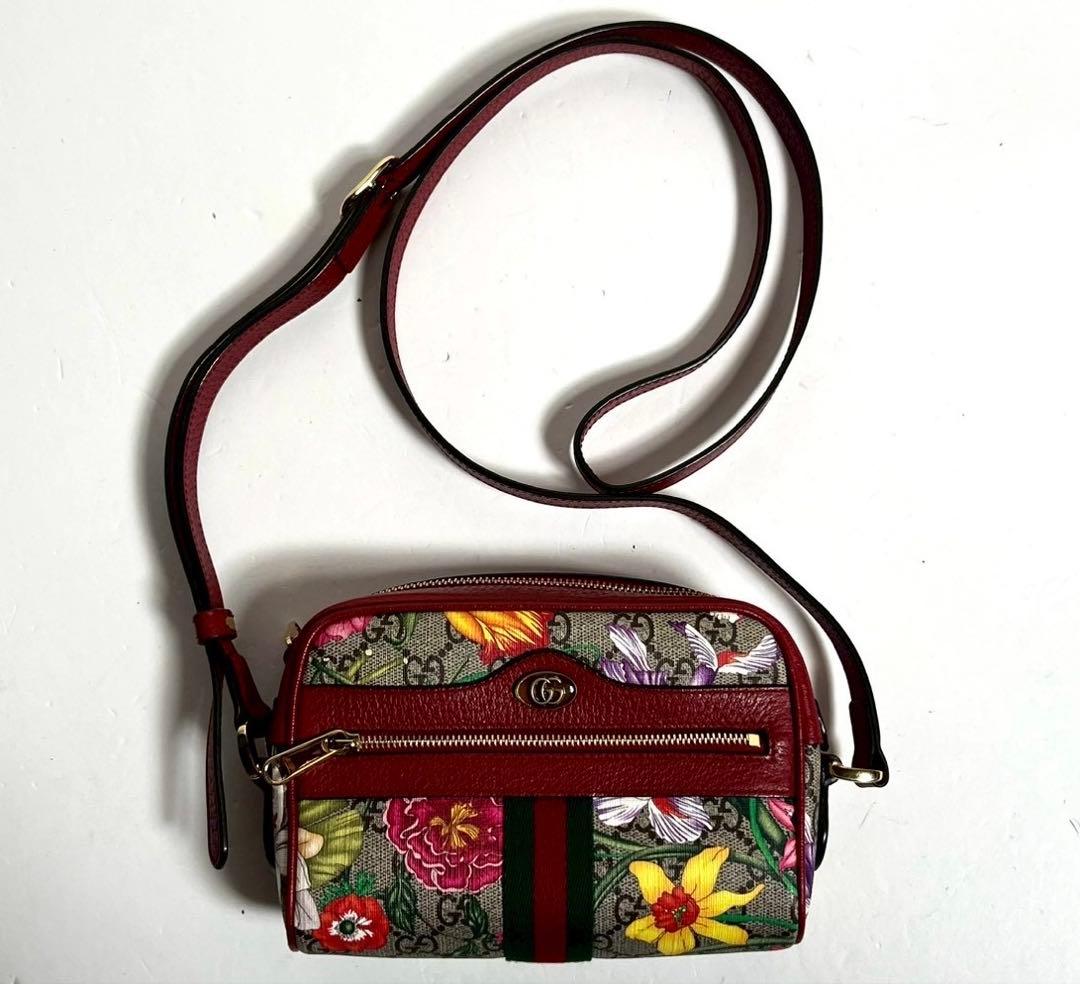 【極上美品・使用感少ない✨】グッチ オフィディア フローラ レッド クロスボディ
