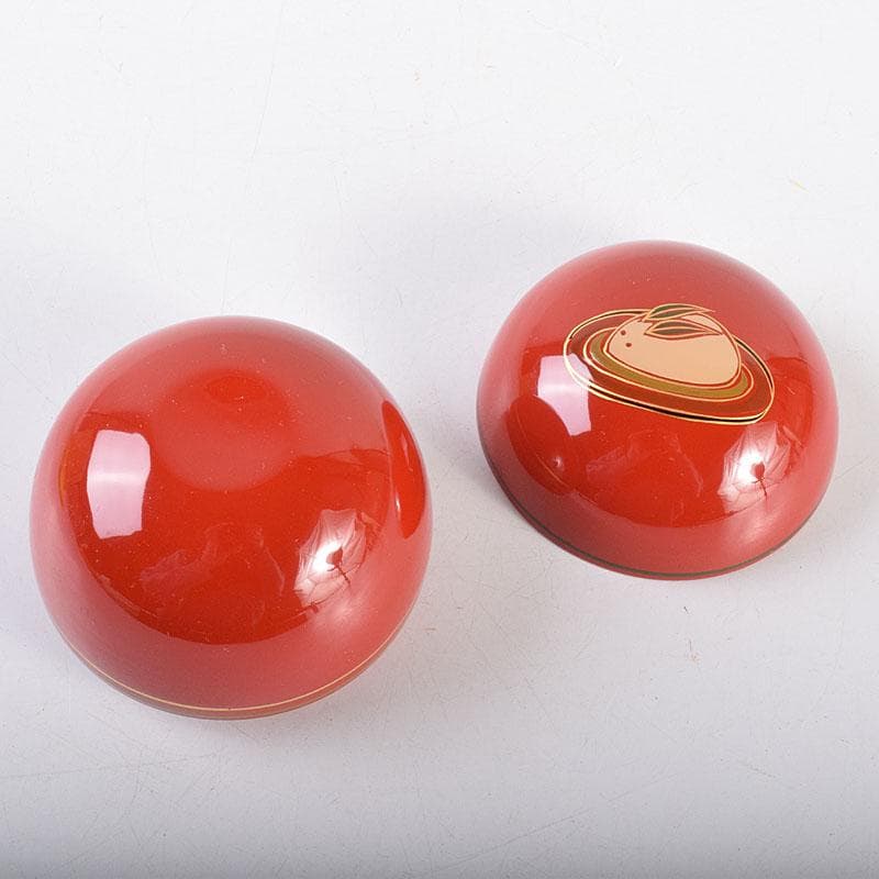 茶道具　加賀蒔絵師　和田寿峰作　独楽兎　日の丸　棗　共箱　V　6997