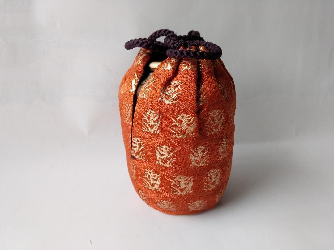 膳所焼 淡海ぜぜ 陽炎園 茶入 仕覆 永観堂金襴 茶道具 共箱 美