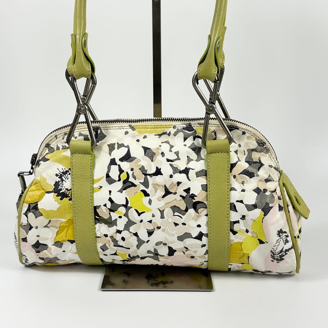 美品 JHON GALLIANO 花柄 ミニボストンバッグ ガリアーノ レザー