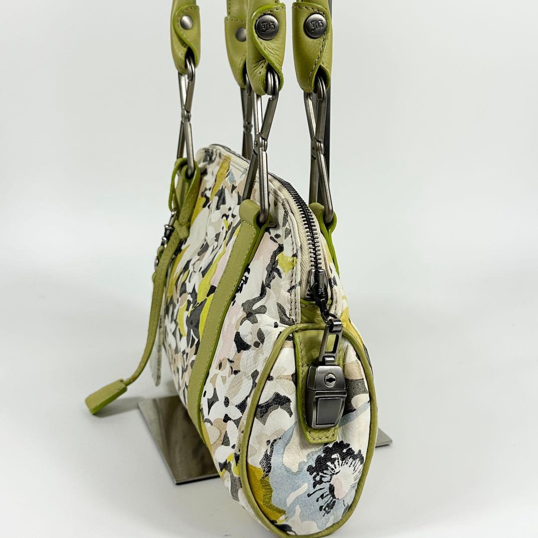 美品 JHON GALLIANO 花柄 ミニボストンバッグ ガリアーノ レザー