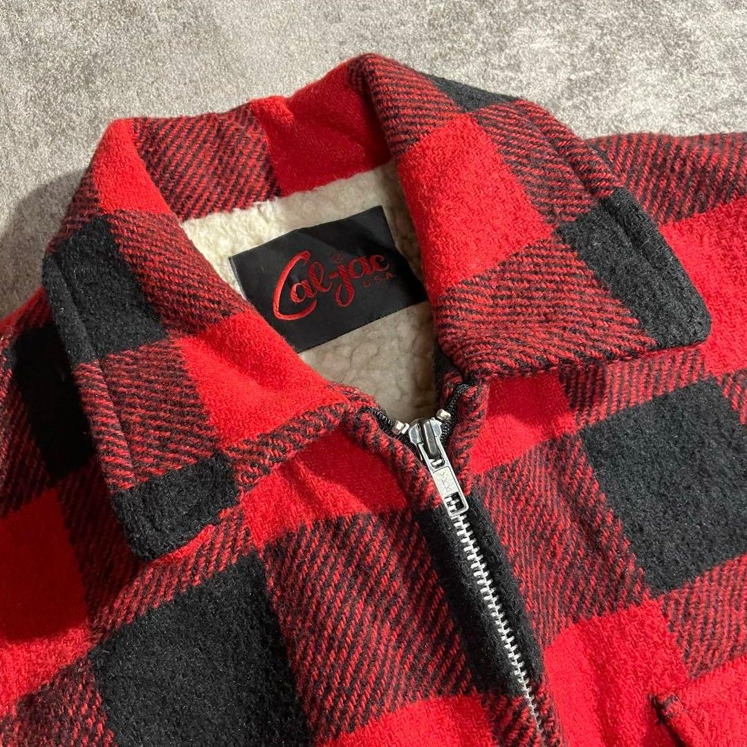 Cal-jac U.S.A. バッファローチェック 裏ボアジャケット赤黒Lサイズ