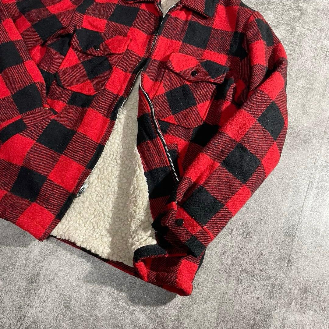 Cal-jac U.S.A. バッファローチェック 裏ボアジャケット赤黒Lサイズ