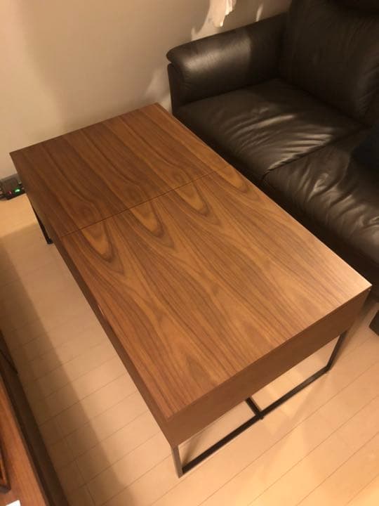 LOWYAロウヤ リフティングテーブル 昇降式 鉄脚 ウォルナット木製