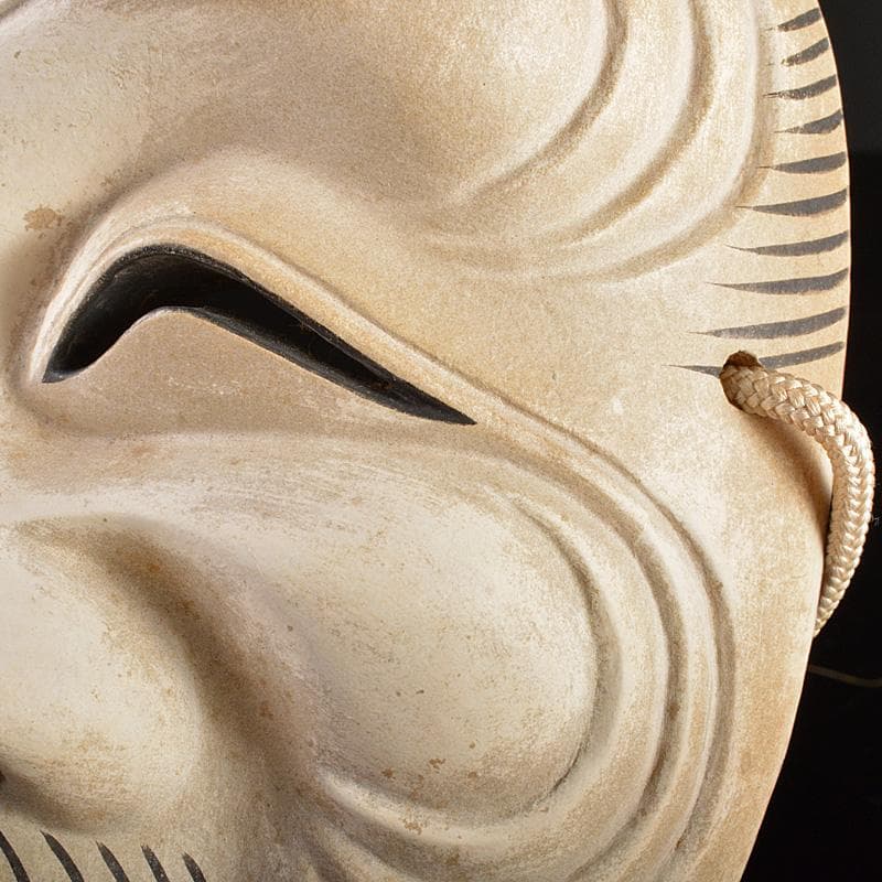 能面 能楽 雅楽 本山道子作 木彫 翁面 面袋付 共箱 M R5355